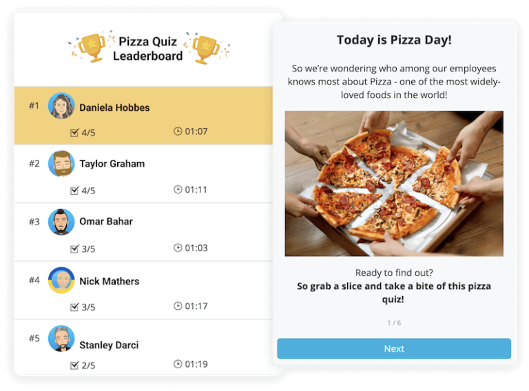 Best Employee Engagement Content of 2022 from Eloops - Pizza Quiz